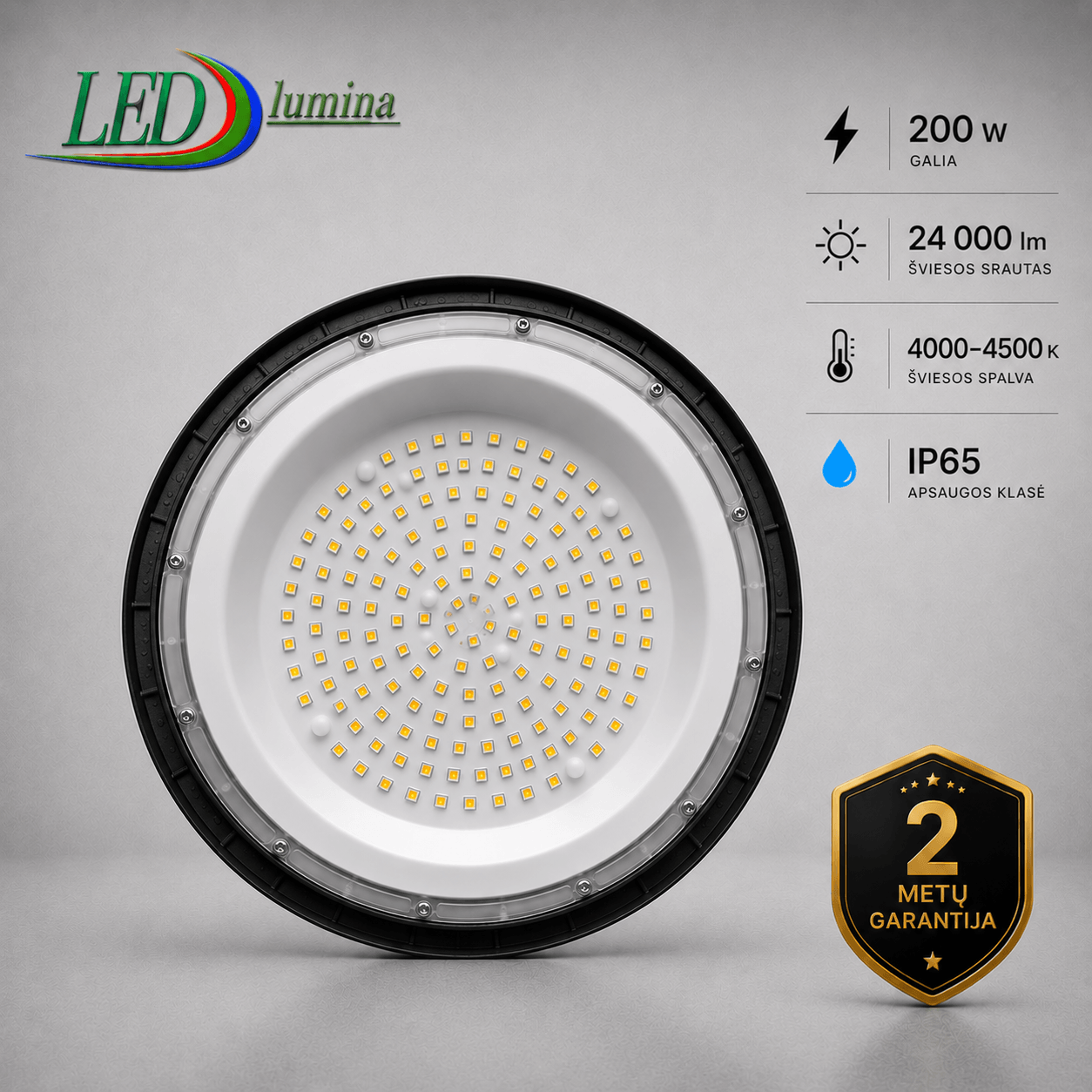 200W LED UFO pramoninis / sandėlio šviestuvas 4000–4500K